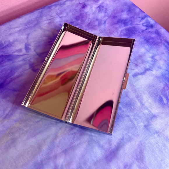 Cigarette Case 100s Lipstick Holder Women’s Stylish Metal Mirrored Interior - Picture 6 of 6